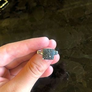 Black Quartz Laid in Silver Ring